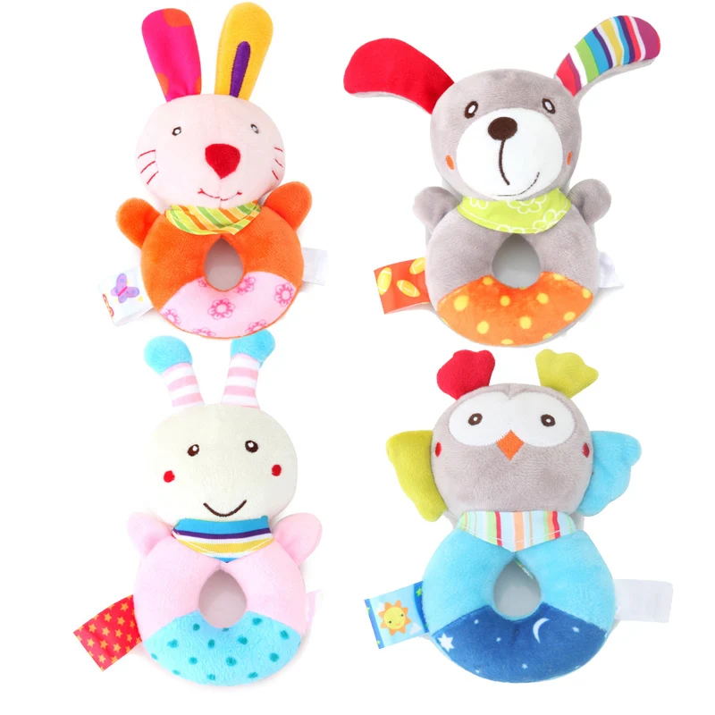 Boys Girls Newborn Baby Rattle Toys Animal Cartoon Hand Bell Safe For Baby 6A