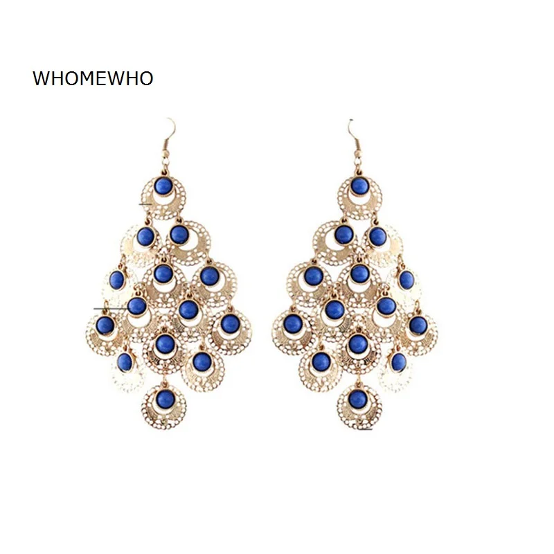 

WHOMEWHO Gold Metal Handmade Red Coral Beads Flower Minimalist Earrings Vintage Korean Fashion Wedding Jewelry Bridal Accessory