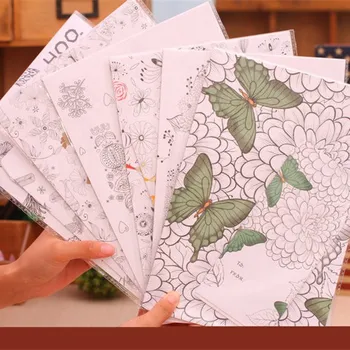 

9Pcs/Set 3 envelopes+6 writting paper Coloring Envelope Tintage writting paper DIY Painting Secret Garden Colouring paper