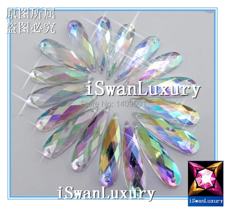 Best Choice Acrylic Long Droplet Crystals 9x36mm Clear AB Color Rhinestones Strass Stones Sew-on For Sewing | Дом и сад