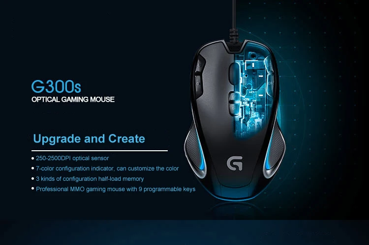 Logitech G300S игровая мышь 2500 dpi эргономичная Проводная оптическая компьютерная геймерская мышь