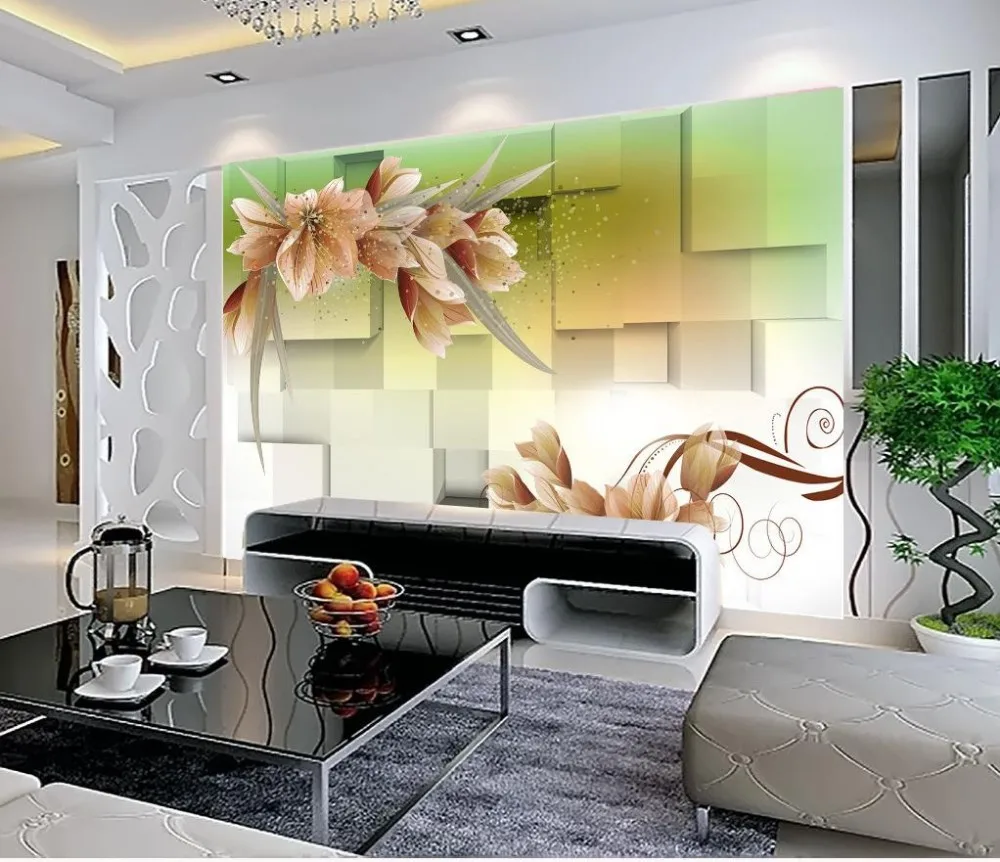 3d壁紙テレビの背景壁紙リビングルームのソファの背景muralファッション花ユリ3d Muralデザイン 3d Mural Designs 3d Muraltv Background Wallpaper Aliexpress