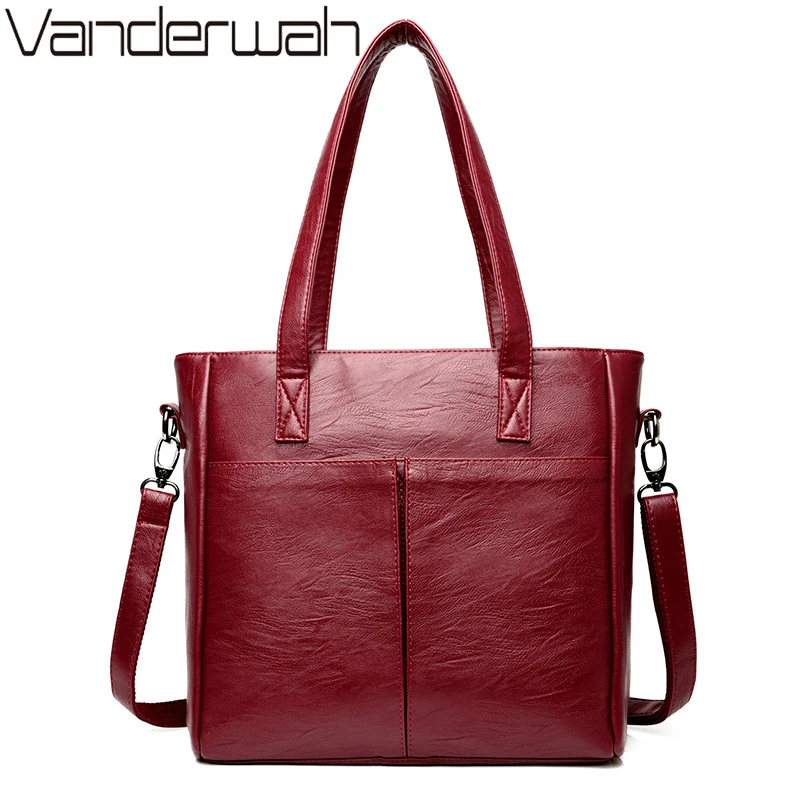 

VANDERWAH Double pocket top-handle bags handbags women bags designer big tote for girls women shoulder cross body bag sac a main