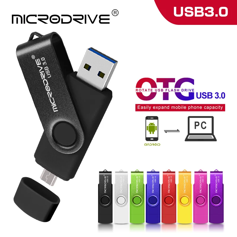 

USB 3.0 High Speed ! 8 colors 2 in 1 OTG Pen Drive USB Flash Drive 16gb 32gb 64gb 128GB Memory stick for Android phone tablet