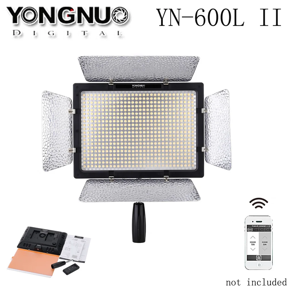 Yongnuo YN 600L II 600 Светодиодная лампа для видеостудии 3200 5500K фотосъемки Canon Nikon Sony Pentax