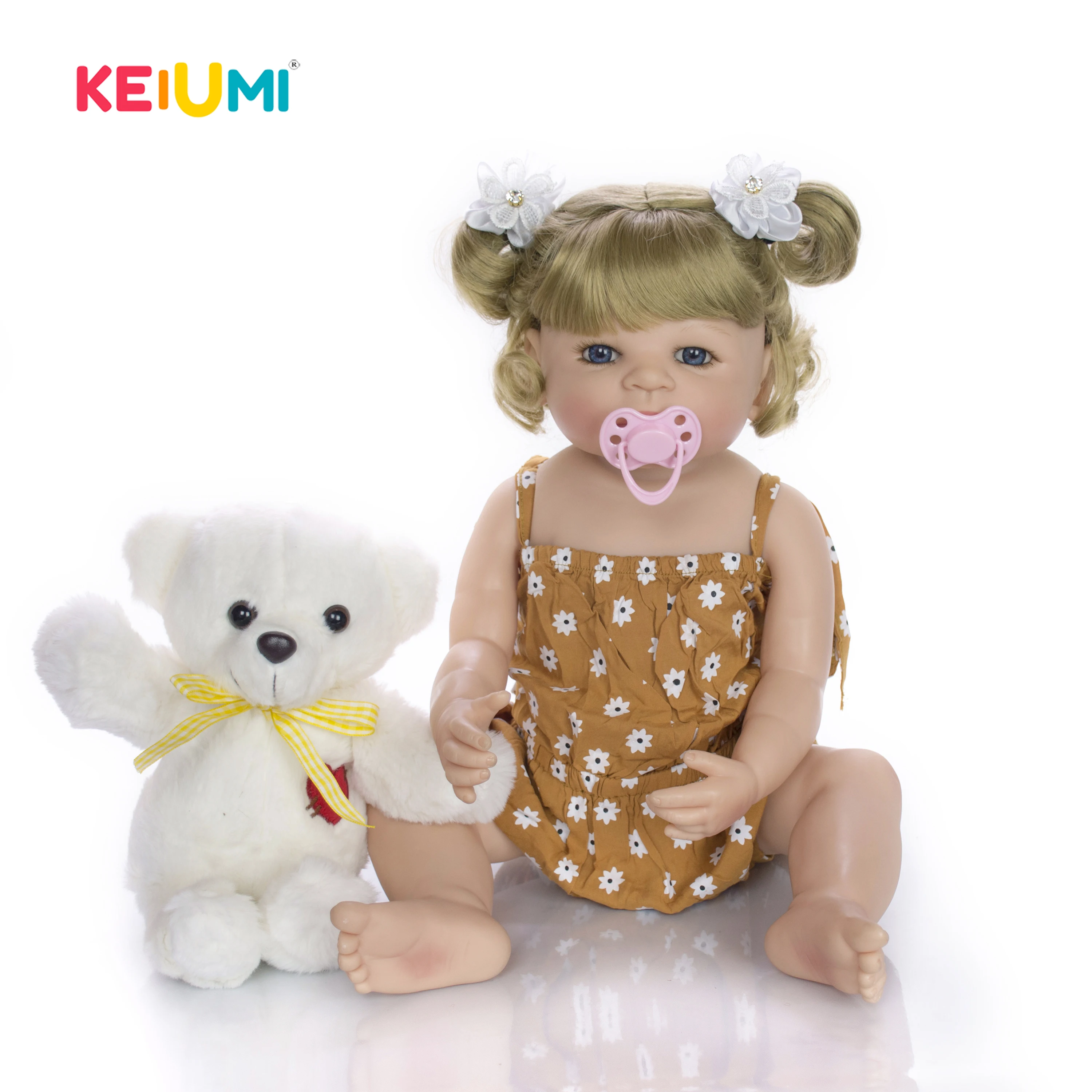 KEIUMI специальный 22-дюймовый реборн девочка полностью силиконовый корпус куклы