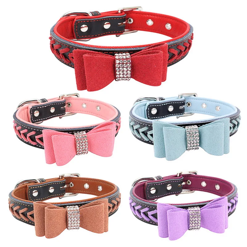

1Pcs Adjustable Leather Bowknot Kitten Collar For Small Medium Dogs Cats Cat Collars For Small Medium Dogs Cats Chihuahua