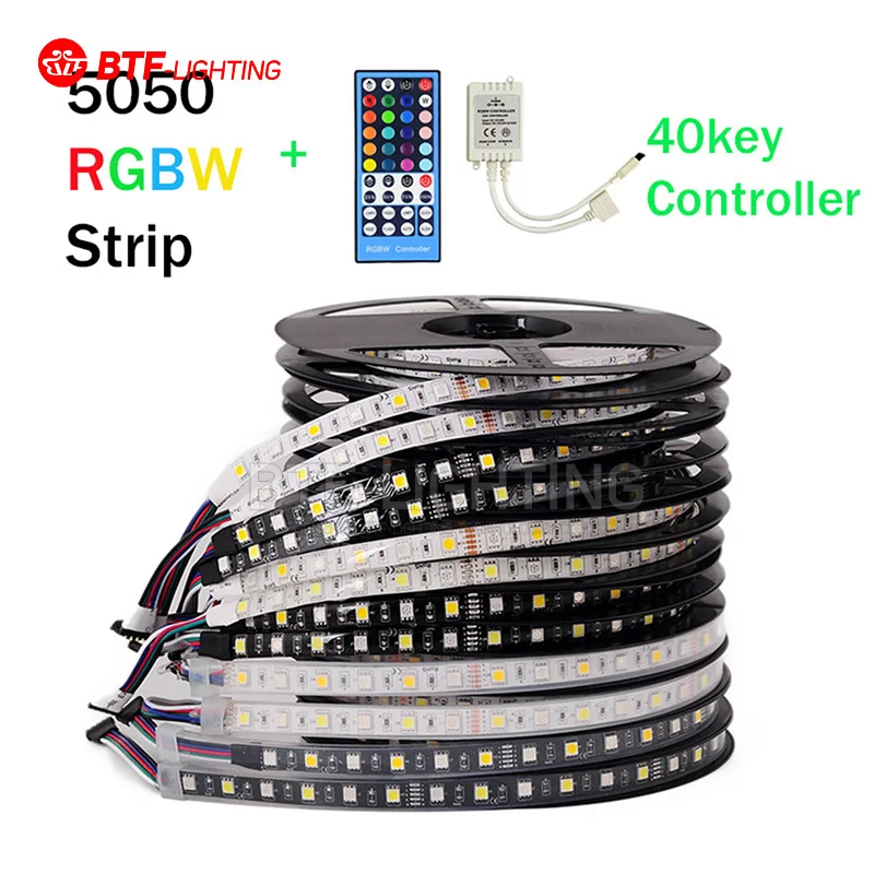 5 м RGBW светодиодные полосы света 5050 DC12V SMD 60leds/M 300 светодиодов Гибкие бар Light + 40 ключи ИК диммер дистанционного