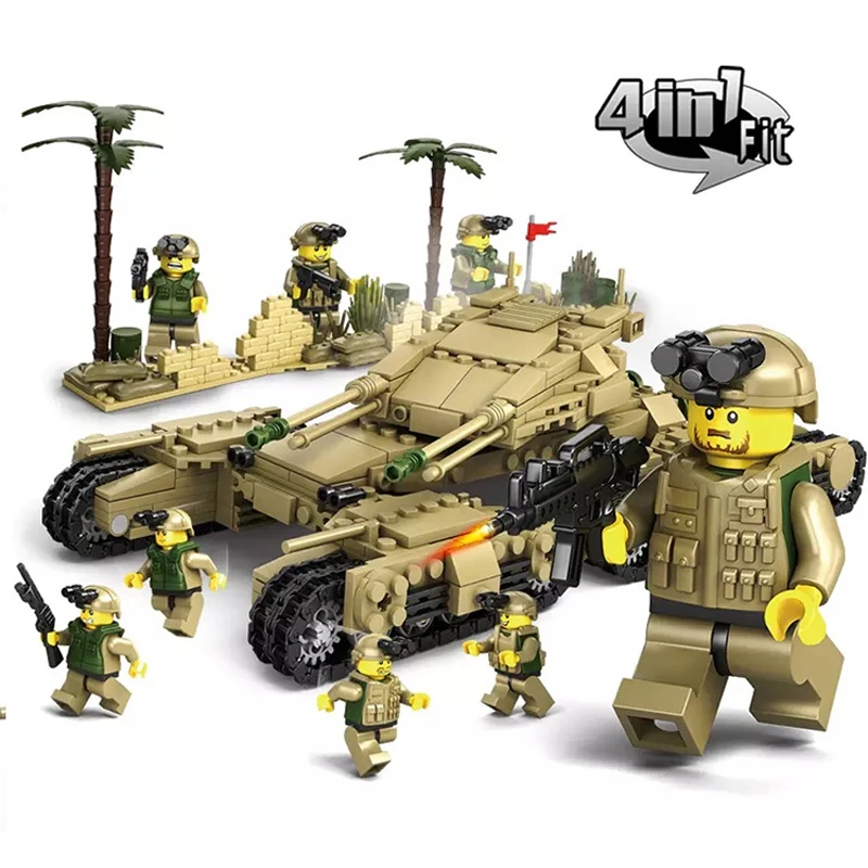 1242 шт 4в1 детские строительные блоки игрушка Совместимость с legoingly город Военный
