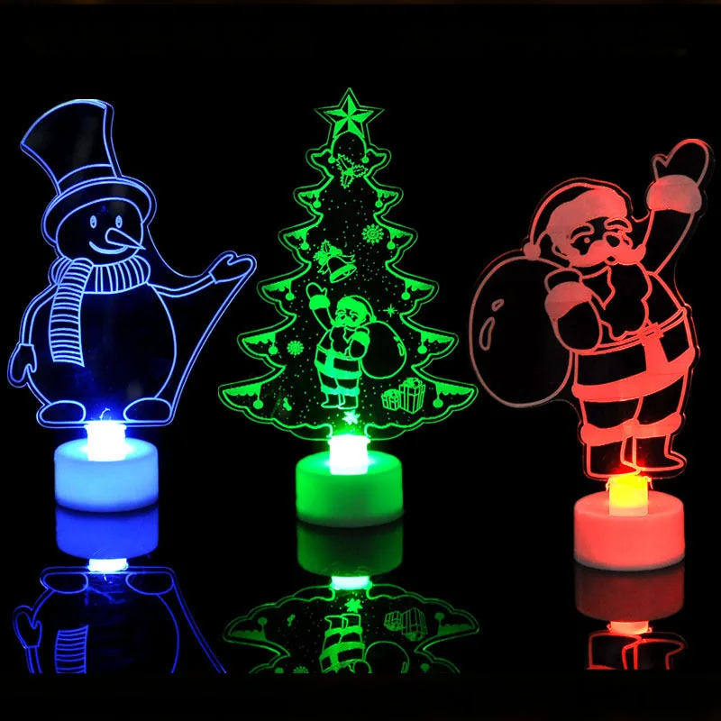 

Christmas Decoration Colorful Acrylic Small Night Light Christmas Tree Snowman Gift Kid New Year Christmas Eve Gift Decoration