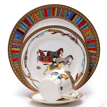 

Plates dinner set Dinner plates bone china set Tableware set Coffee cup set Service plates trays decorative Kitchen Appliances