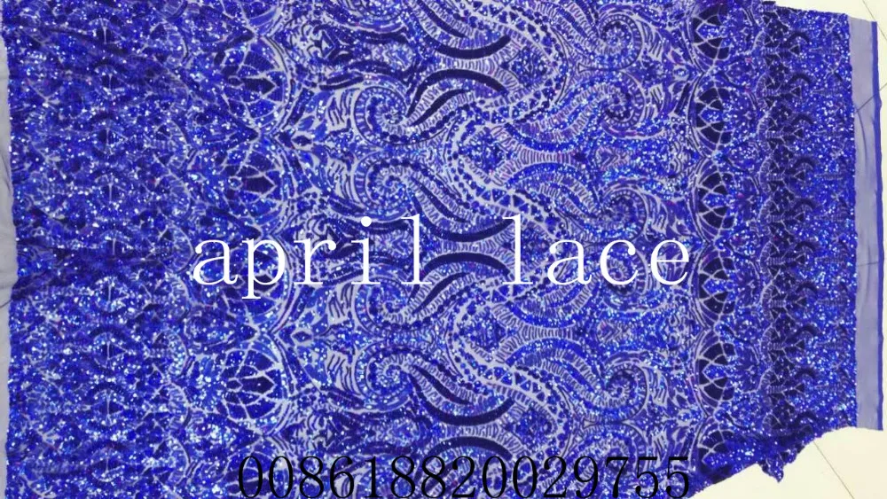 

M0097 В НАЛИЧИИ Новое поступление Королевский синий мода французский блесток вышивка тюль сетка для вечернее платье/Распиловка/Свадьба