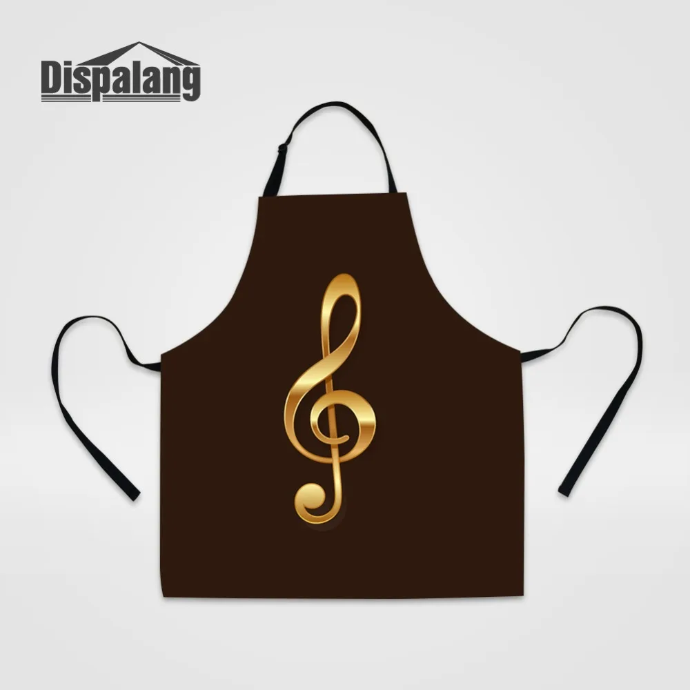 

Musical Note Kitchen Apron Violin Printing Aprons For Woman Work Cleaning Clothes Lady Home Adjustable Dress Aprons For Cooking