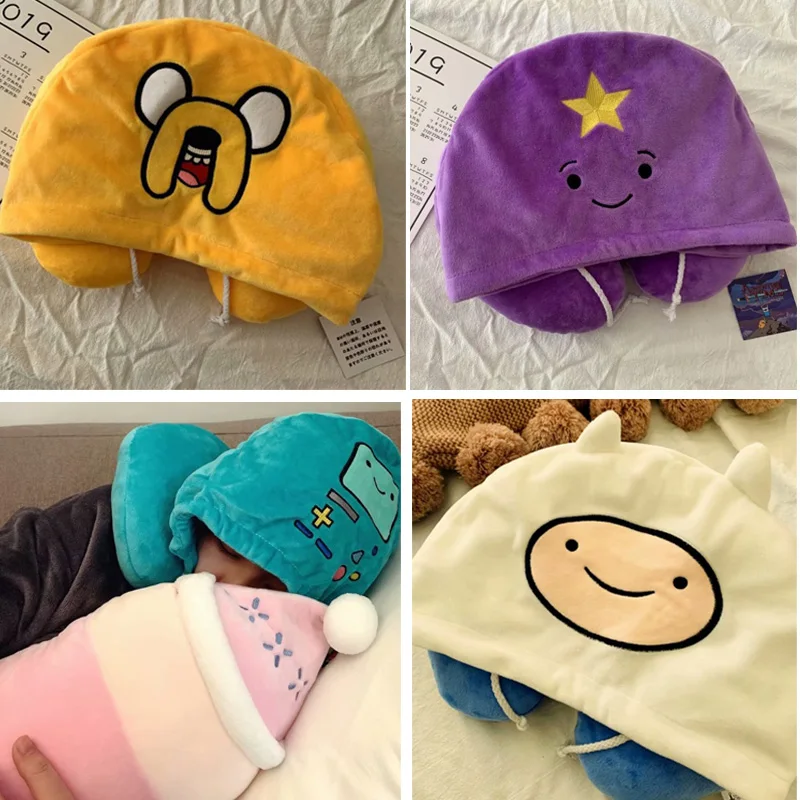 

1pc 30cm Adventure Time robot Po Peter plush toy soft U neck pillow with hat stuffed toy baby outdoor travel gift
