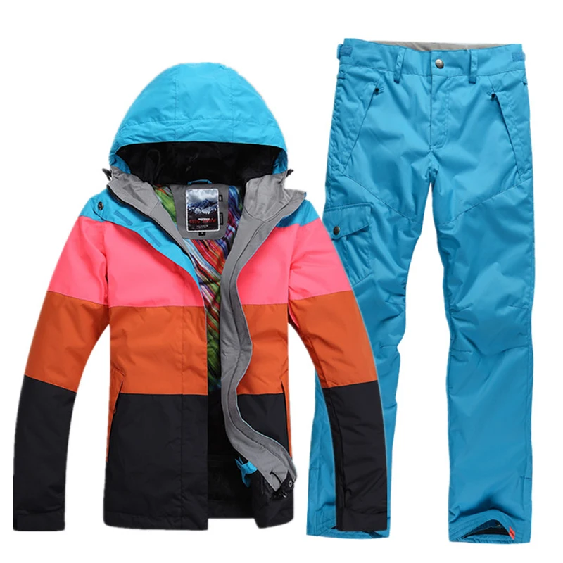 2017 женщин лыжах куртка смешанные цвета сноуборд Женская лыжная снег парка одежда