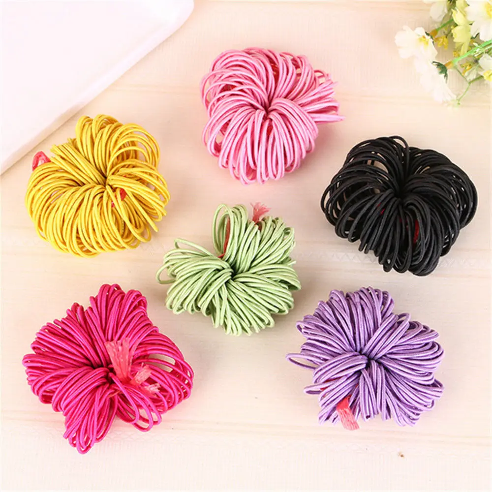 100pcs/lot Elastic bands Ponytail Holder Rubber Hair Elastic