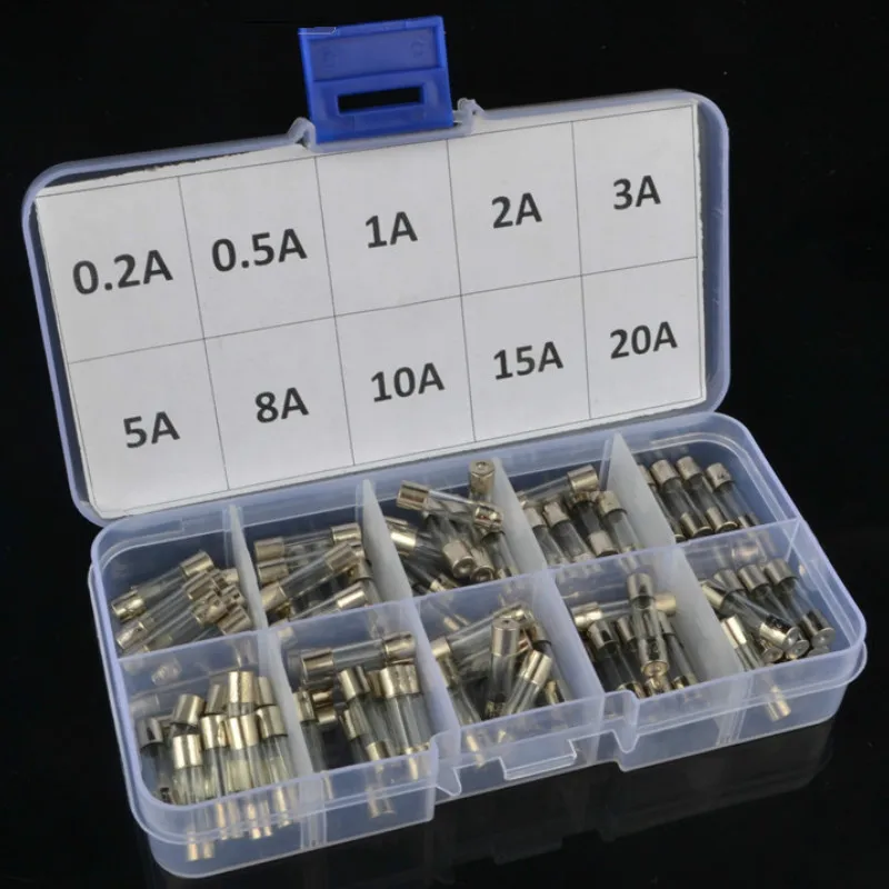 

Promotion! 100Pcs Set 5x20mm Quick Blow Glass Tube Fuse Assorted Kits,Fast-blow Glass Fuses