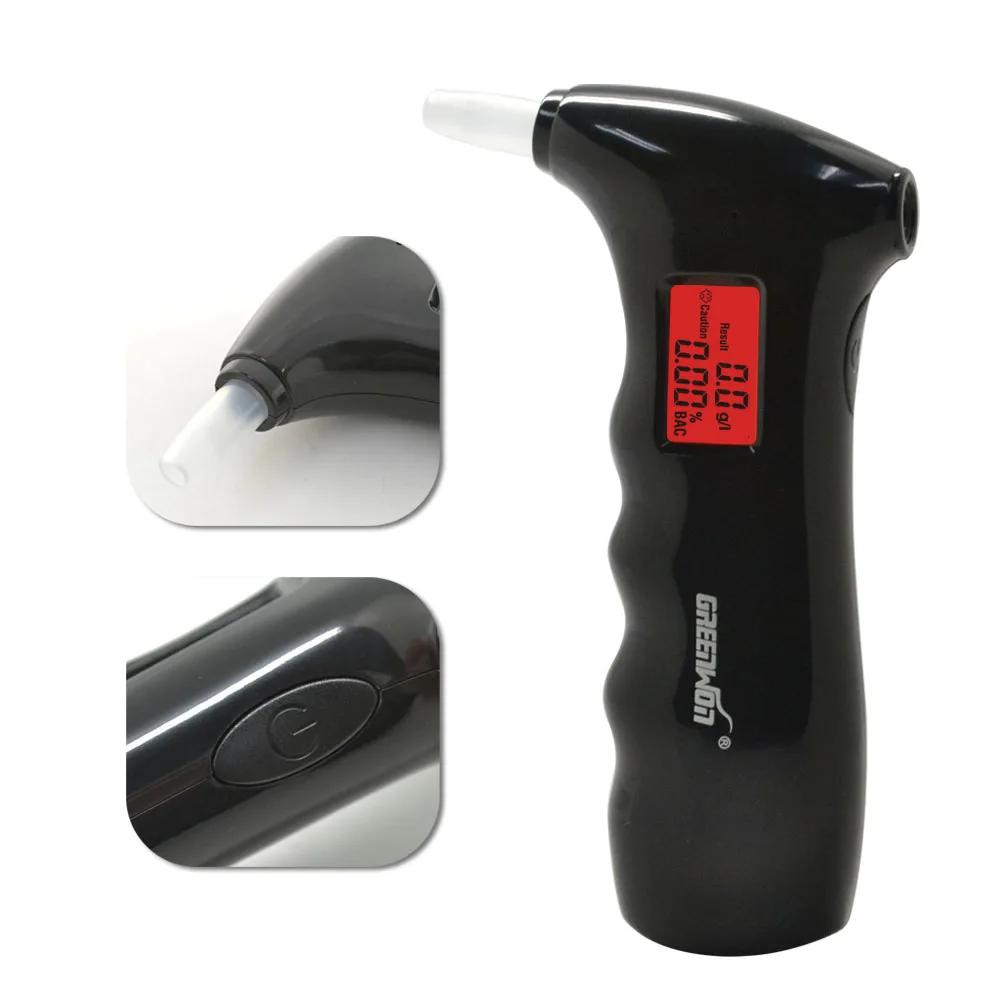 greenwon 65s MiniAlcohol Tester Breathalyzer Alcohol Detector With Red Backlight LCD Display & 5 Mouthpieces