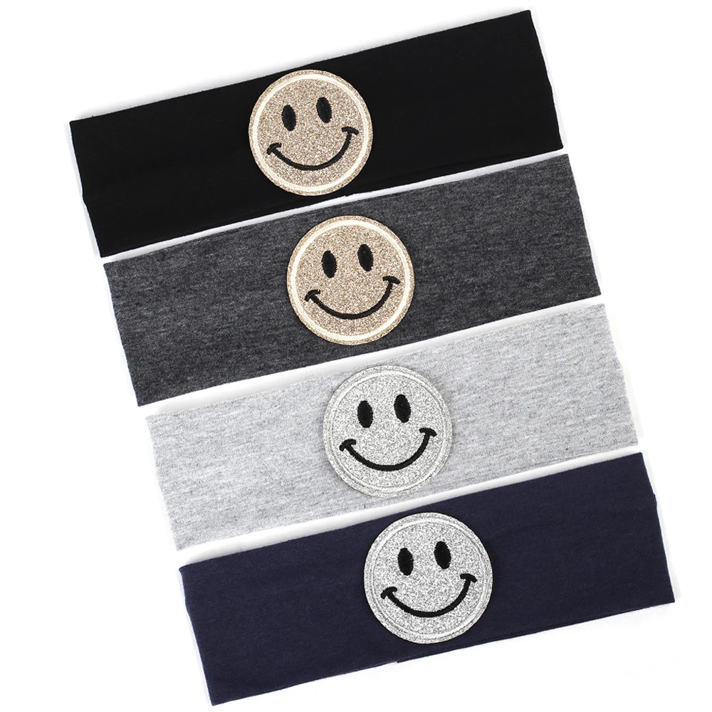 

Baby Girls Boys Stretchy Headband Cut Smiling Face Hair Accessories DIY Applique Hair Band Fashion Children Kids Cotton Hairband