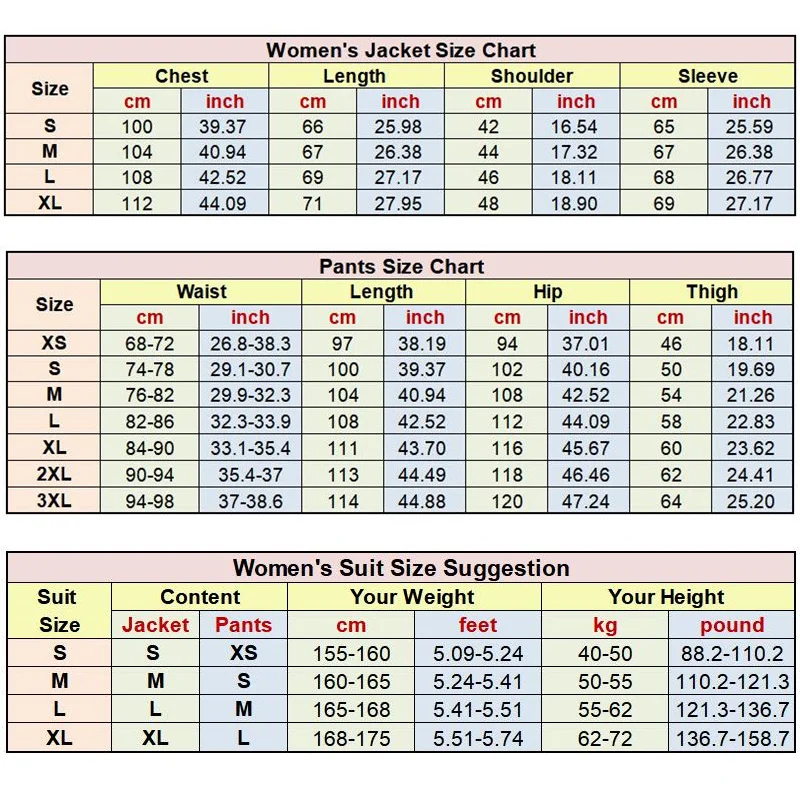 Womens Us Pants Size Chart