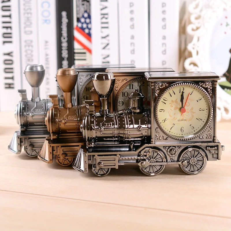 

Classic Vintage Style Retro Locomotive Design Alarm Clock Desk desktop Table Clock Home Office Decor