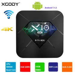 R-ТВ BOX Smart X10 ТВ коробка S905W Quad core 2 Гб 16 GB Android OS 7,1 WI-FI H.265 HDR 3D 4K2k HD набор для декодирования Top Box Media Player