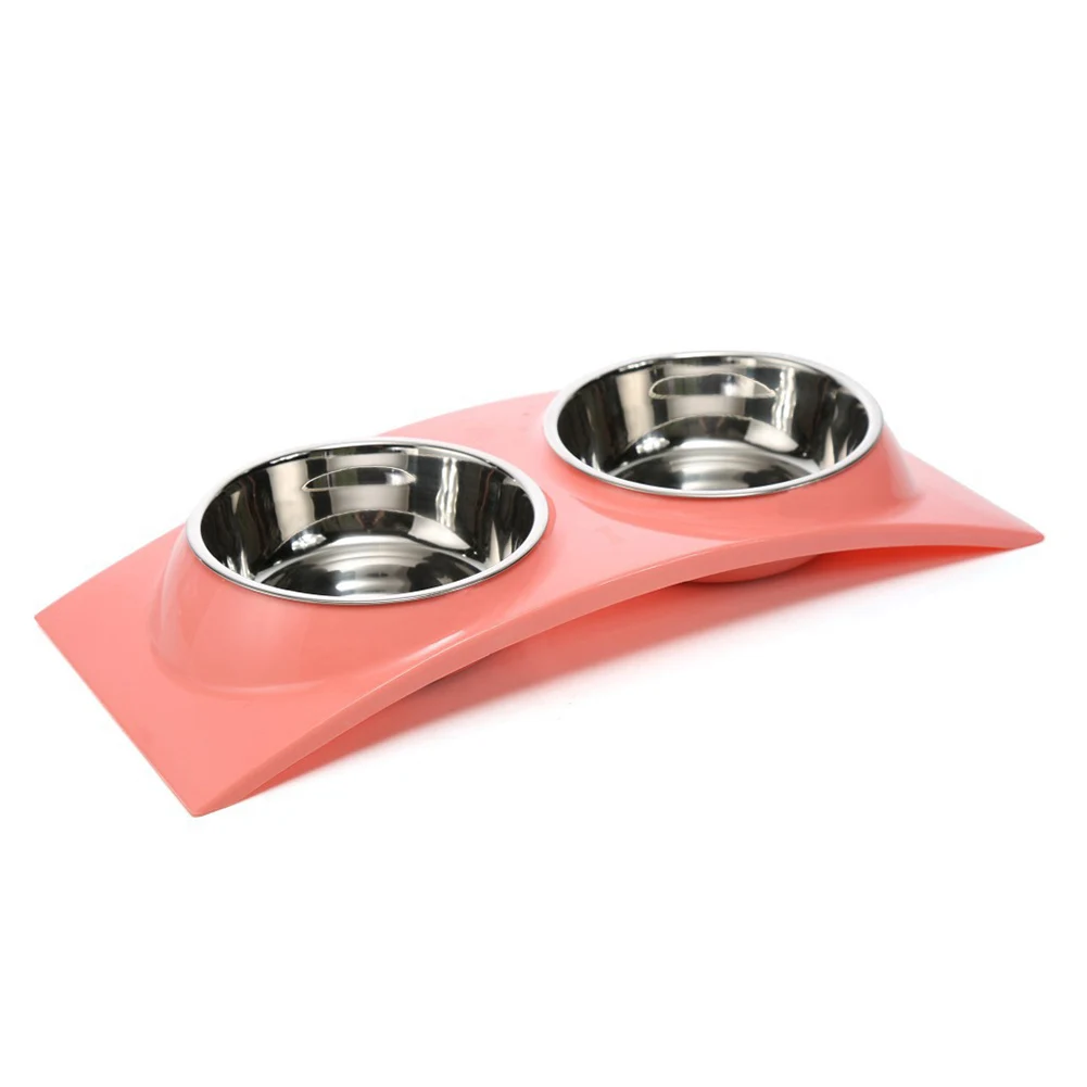 

Stainless Steel Non Slip Dish Double Food Water Pet Dog Puppy Cat Kitten Feeding Bowl HG99