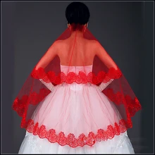 Красный один слой 1,5 м свадебная фата Свадебные аксессуары для вуалей собора