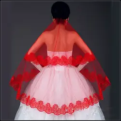 Бесплатная доставка красный один слой 1.5 м торжественное платье фата Фата аксессуары собор