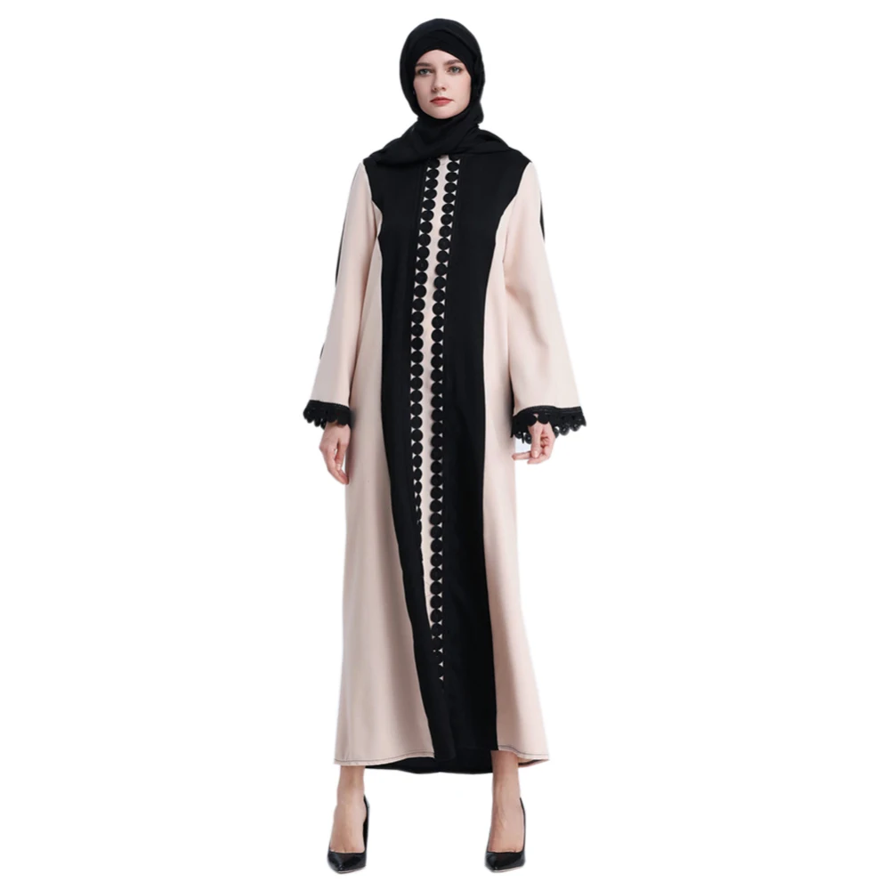 Мусульманская длинная юбка сшивание ночное белье Национальный стиль женское платье хаки сшивание черный без платок