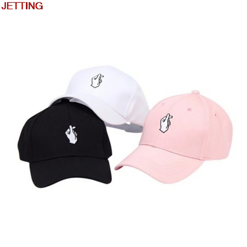 Jetting-1pc Мужчины Женщины Snapback Hat любовь жесты палец вышивать Гольф Бейсбол Кепки сердце любовь Защита от солнца грузовик hat