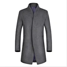Winter Autumn Woolen Trench Coat for Men Business Casual Cashmere Coat Mens Long Wool Overcoat Black Blue Red Grey Outerwear 4XL