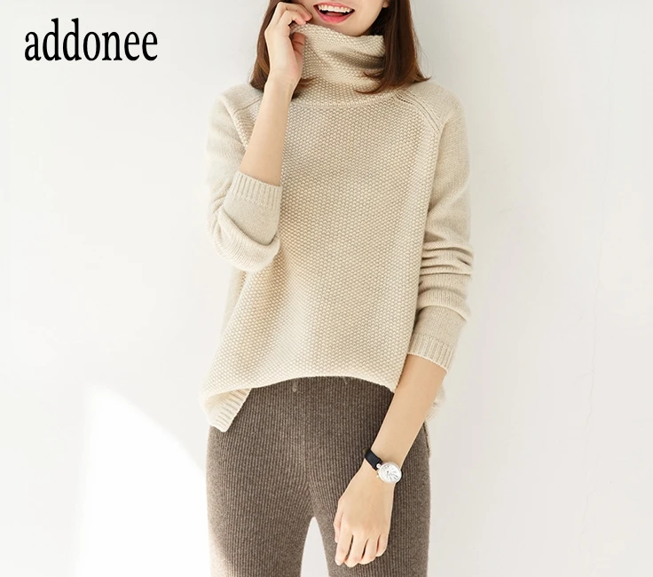 Autumn Winter Women Cashmere Wool Sweater Pullovers Warm Large Turtleneck Big Size Casual Wild Thick New Style High Quality | Женская
