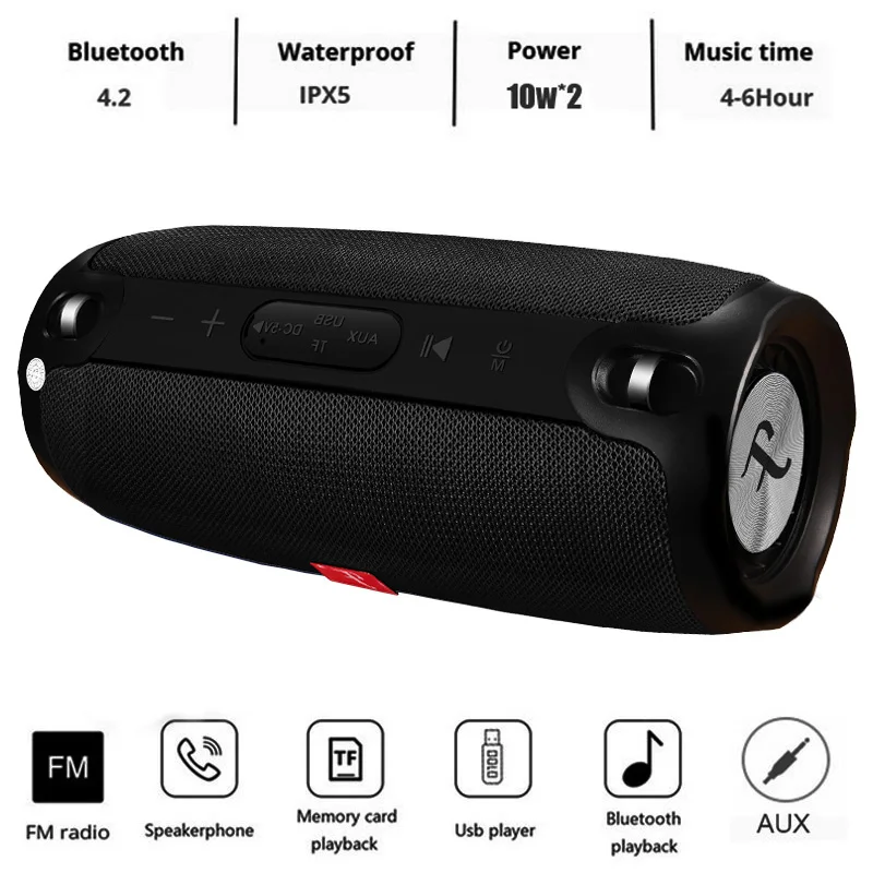 

20W Wireless Bluetooth Speaker Portable Column Speaker Bluetooth Soundbar Music Player Boom Box with FM Radio Computer Subwoofer