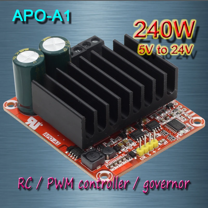 Free shipping APO A1 DC brush motor PWM controller RC speed controller 240W MAX 12V 24V