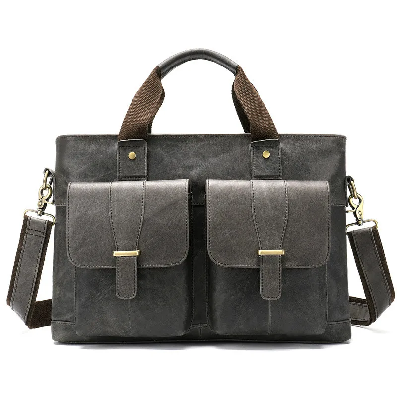 

Genuine Leather Business Briefcase Portfolio Handbag Men Crossbody Shoulder Bag Mens Messenger Bag Laptop Computer Pack