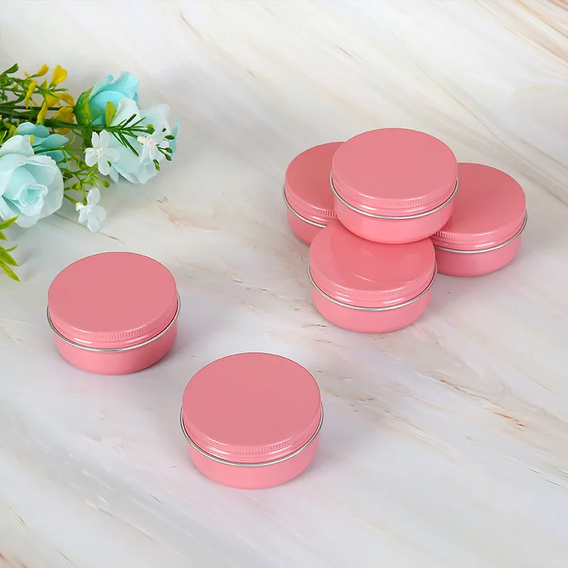 

50pcs Pink 5g 10g 15g 30g 50g 60g Aluminum Jars Lip Balm Metal Tin Skin Care Cream Eyeshadow Lip Base Foundation Container Tins