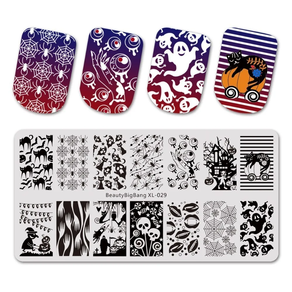 BeautyBigBang 6*12cm Rectangle Nail Stamping Plate Summer Flower Rose Leaves Image Plate Nail Template Nail Art Stencil - Цвет: 29