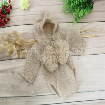 

Knit Newborn Baby Boy Hooded Romper Baby Girl Overall Photography Props,Newborn Romper,Lace-up dress, Bodysuit Newborn Pants