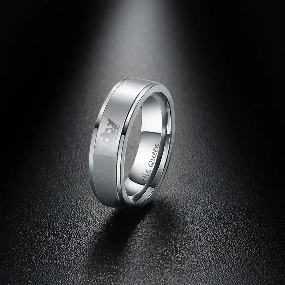 

1 PCs Stainless Steel Ring HIS QUEEN HER KING Couple Rings for Lovers Men Women Wedding Band Ring Jewelry Engagement Promise
