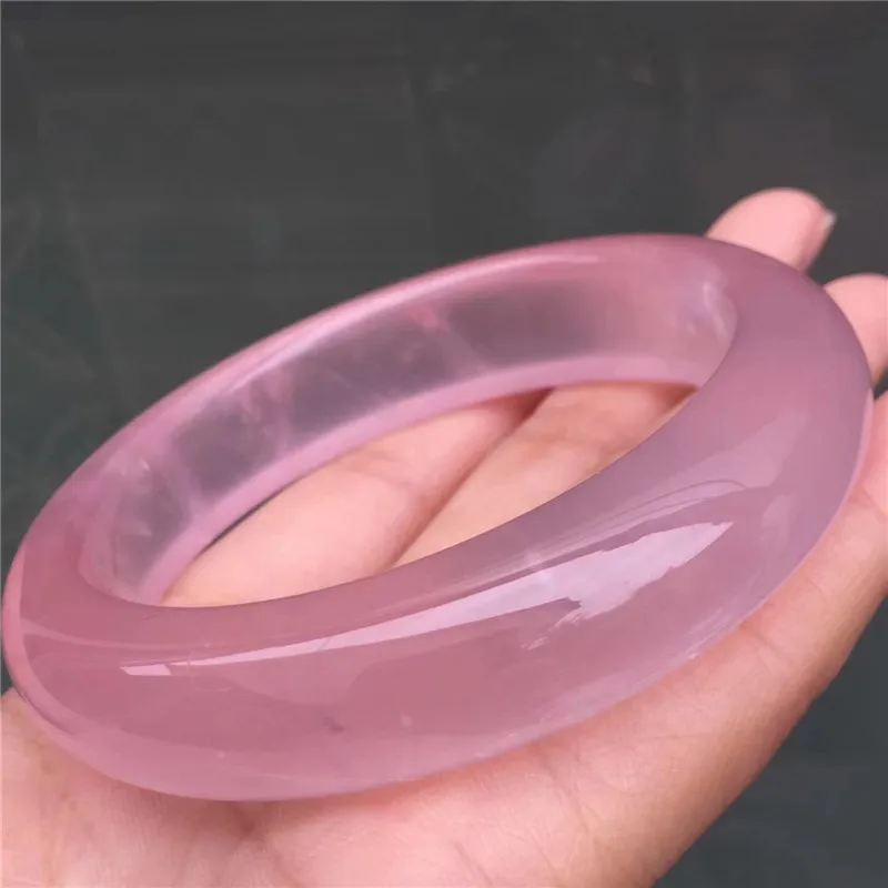 

59.5mm Genuine Natural Mozambique Rose Quartz Bangle Clear Stone For Women Lady 16x10mm Love Stone Bangles AAAAA Drop Shipping