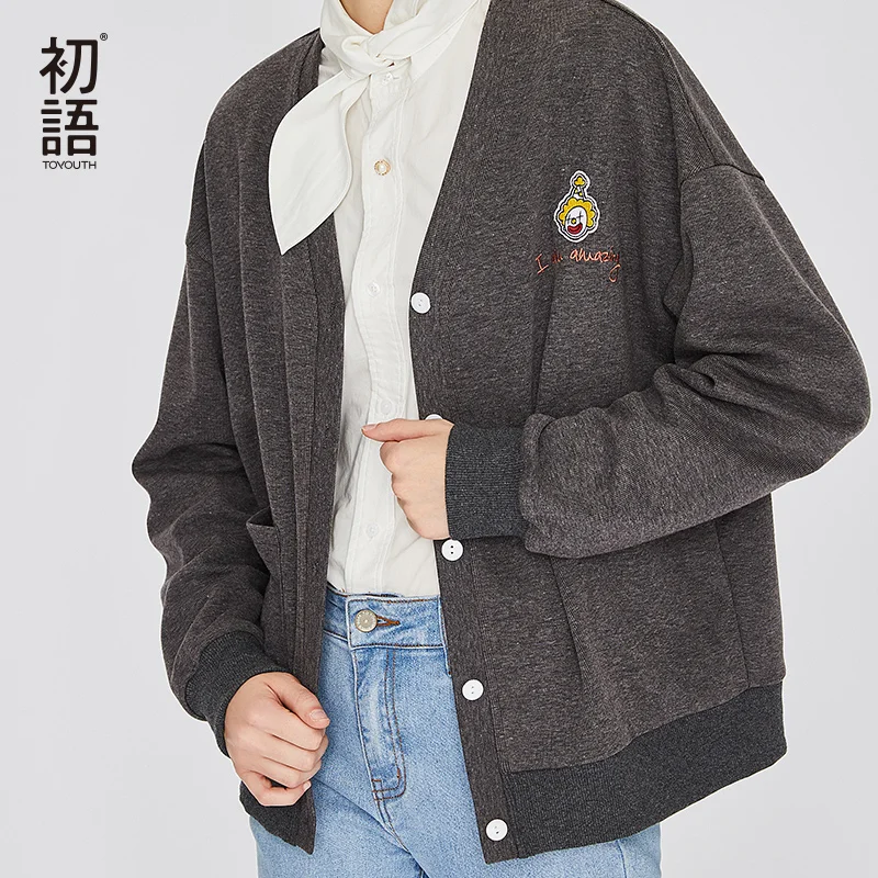 

Toyouth Winter Short Jacket Women 2019 Embroidered Jacket Streetwear Ladies Warm Coats Button V Neck Casual Jackests Korean Coat