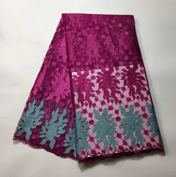 

African Lace Fabric High Quality African Tulle Lace Fabric 5yard French Embroidered Tulle Lace Fabric With Bead Stone Fabric J7