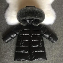 2019 New Baby Boys Girls Fashion Hoodie Clothes Winter Thicken Warm Coats 90% White Duck Down Big Nature Fur Down Jacket Outwear kids down jacket winter girls 90% white duck down thick warm big fur hoodies coat baby children diamond long style 30 outwear