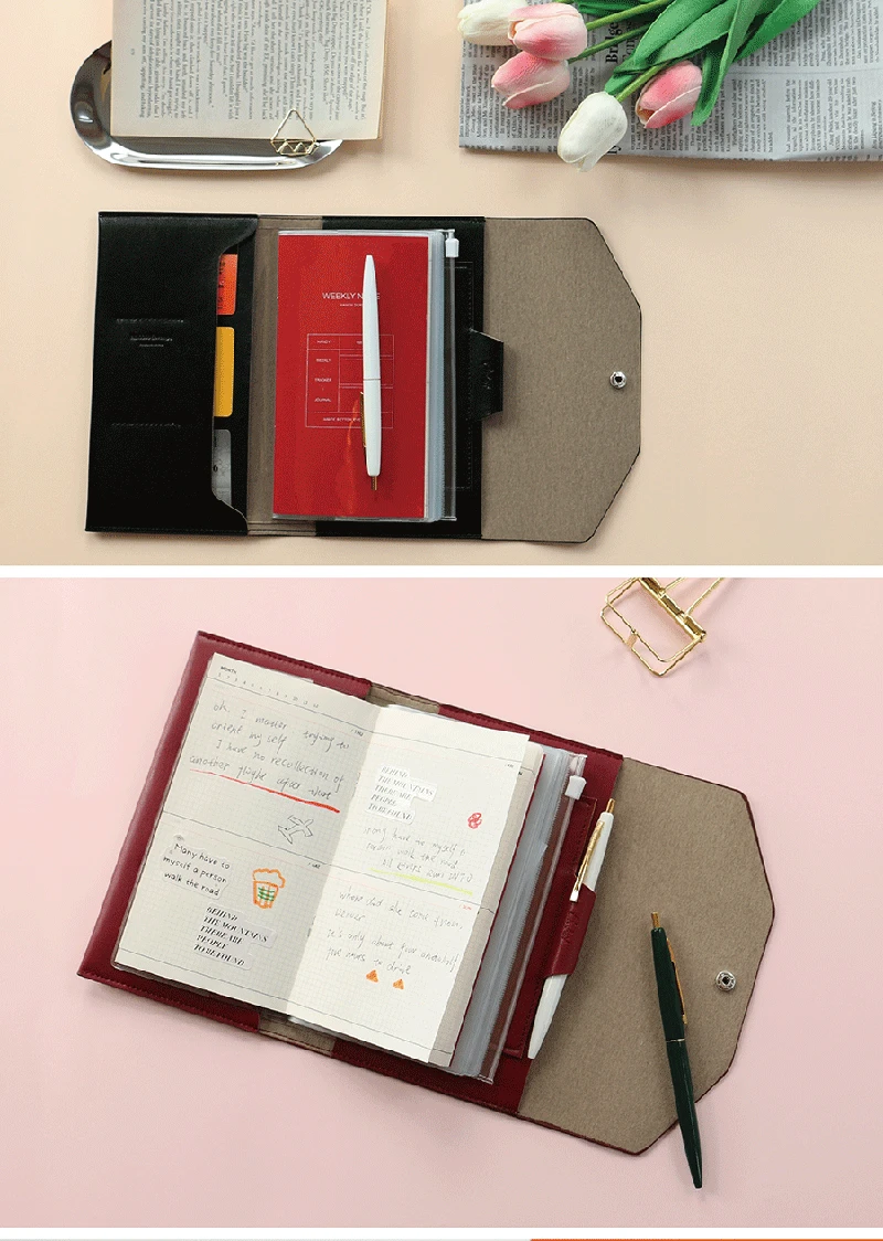 Винтажная деловая Обложка для ноутбука, органайзер с 4 шт записной книгой s из искусственной кожи, сумка для хранения ручек, блокнот, паспорт, мобильный телефон
