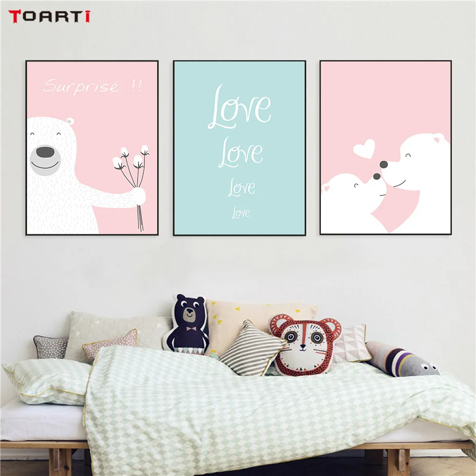 Cartoon Lover Bear Wall Painting  (4)