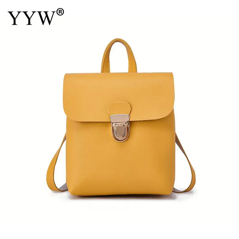 

Pu New Yellow Backpack For Girl Mini Back Pack Purse Women Shoulder Crossbody Bag Lady Rucksack Backpack Mochilas Mujer