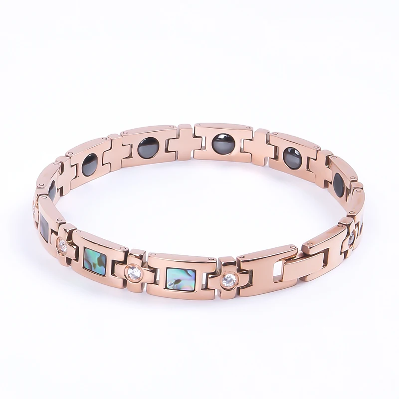 Party Girls fashion jewelry Colorful Shell CZ stones rose gold color female Charm Bangles magnetic bracelets for women (1)