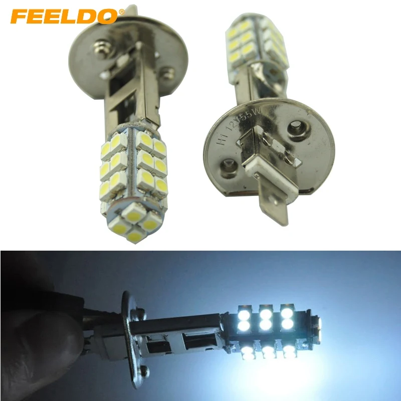 FEELDO 2 шт. белый 12V Мощность H1 3528/1210 чип 28SMD светодиодный Туман головной светильник авто светодиодный светильник лампы# FD-1691