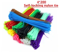 100 шт. 4*200 мм нейлоновая кабельная стяжка цвет самоблокирующийся пластиковый пучок провода Кабельные стяжки красный желтый зеленый Ширина мм - изображение